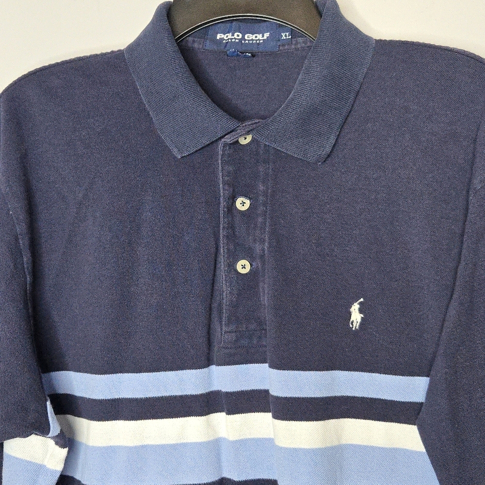 Polo Golf Ralph Lauren Short Sleeve Polo Shirt Center‎ Chest Stripes Y2k XL Mens